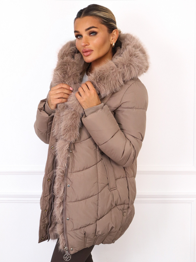 KURTKA PIKOWANA ZAPINANA NA ZAMEK I ZATRZASKI- FANGO