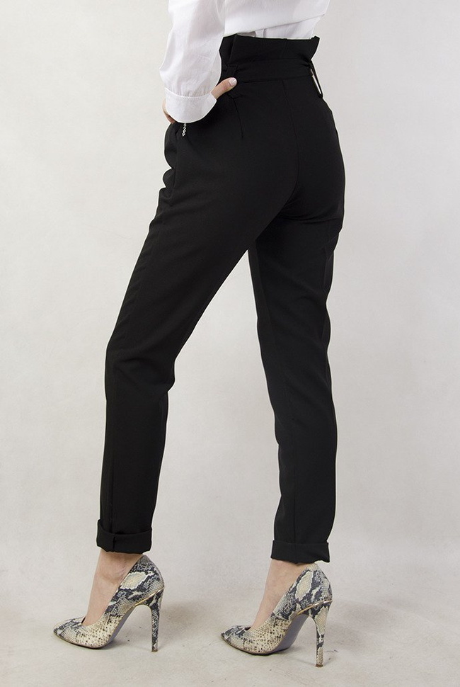 Czarne eleganckie spodnie z wysokim stanem