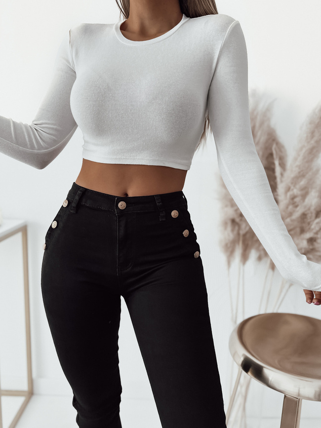 SPODNIE JEANSOWE Z OZDOBNYMI GUZIKAMI- CZARNE