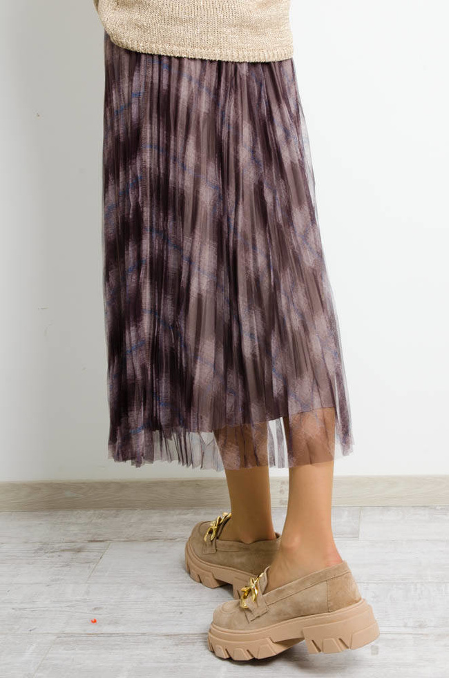 BRĄZOWA DWUSTRONNA SPÓDNICA Z TIULEM