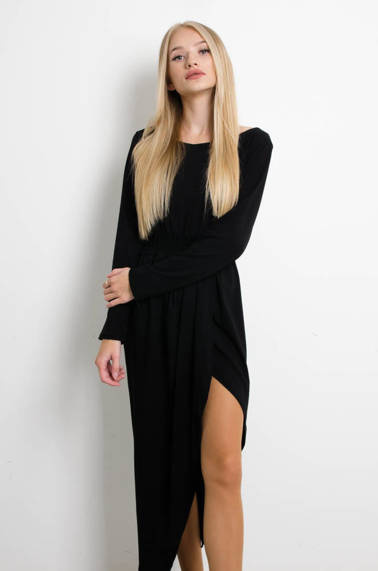 CZARNA ASYMETRYCZNA SUKIENKA