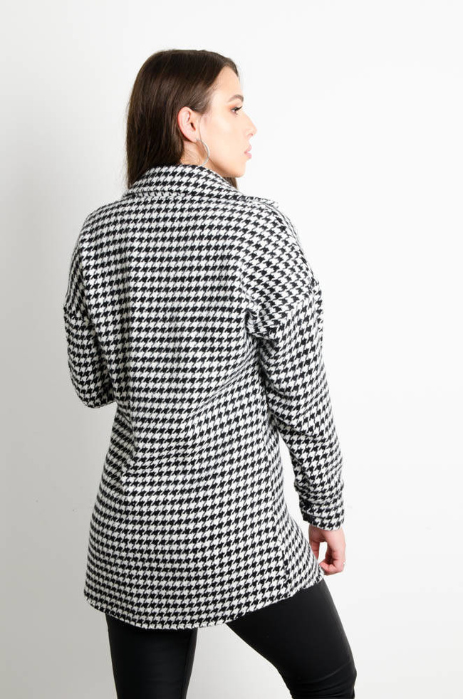 KURTKA KOSZULOWA W PEPITKĘ ZAPINANA NA GUZIKI