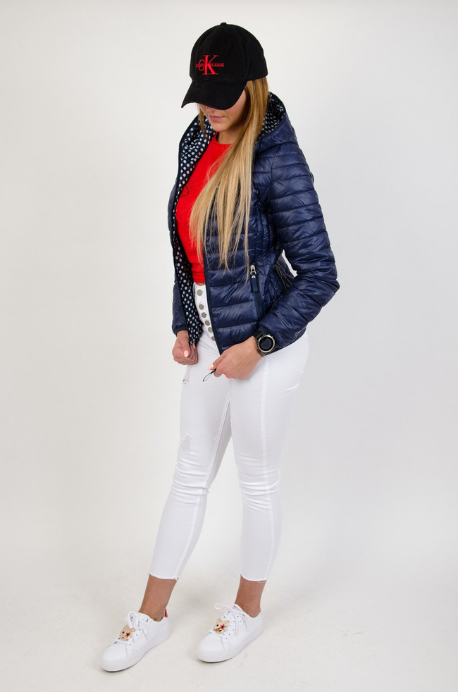 Granatowa dwustronna pikowana kurtka