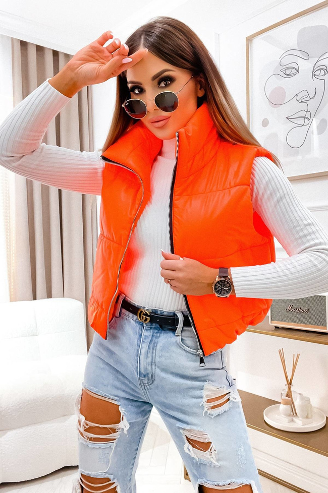 KAMIZELKA PIKOWANA KRÓTKA- POMARAŃCZOWA