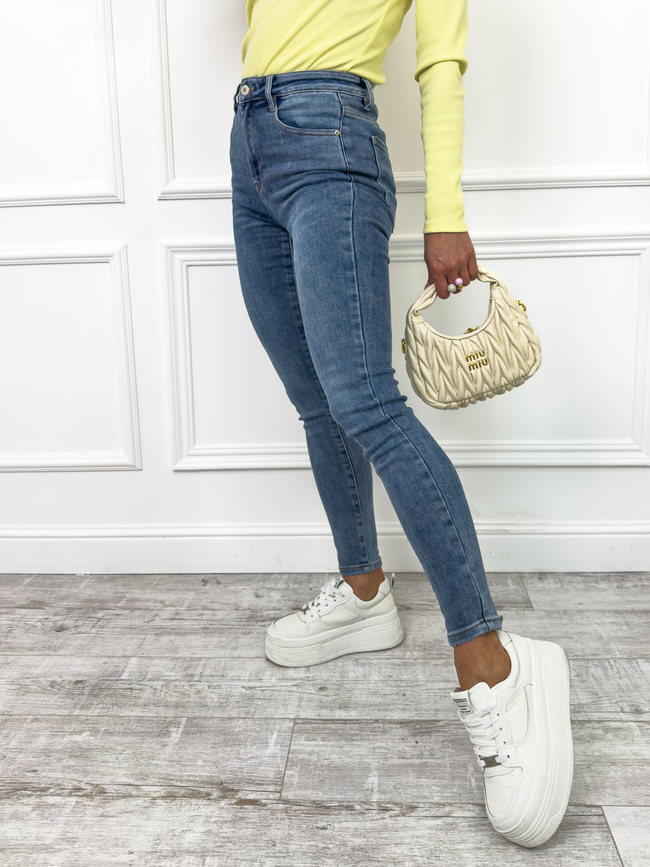 SPODNIE JEANSOWE SKINNY Z WYSOKIM STANEM- CZARNE