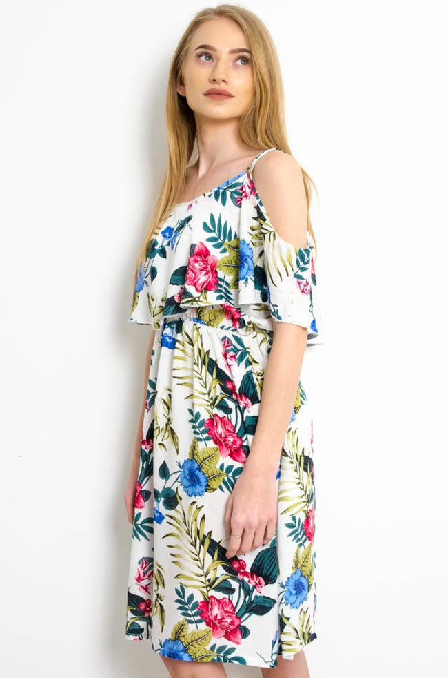 BIAŁA KRÓTKA SUKIENKA W KWIATY