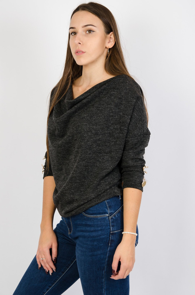 Ciemno-szara bluzka z lejącym dekoltem