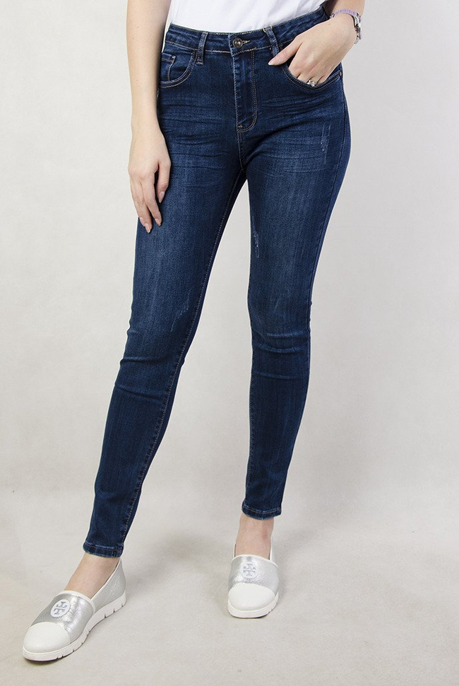 (Rozmiary L-XXXXL) Spodnie jeansowe z wysokim stanem