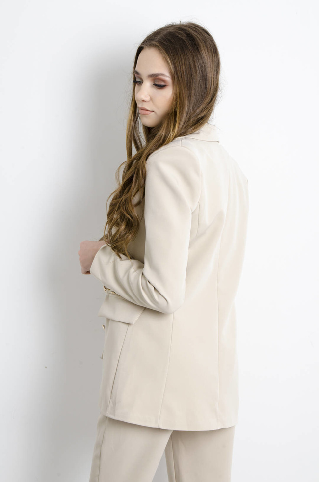 KOMPLET BEŻOWY MARYNARKA+ SPODNIE