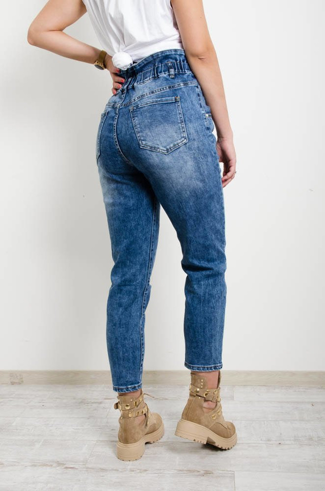 SPODNIE JEANSOWE BAGGY Z GUZIKAMI-WYSOKI STAN