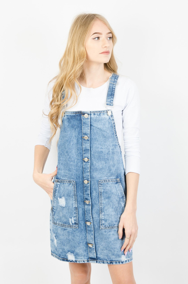 JEANSOWA OGRODNICZKA Z GUZIKAMI