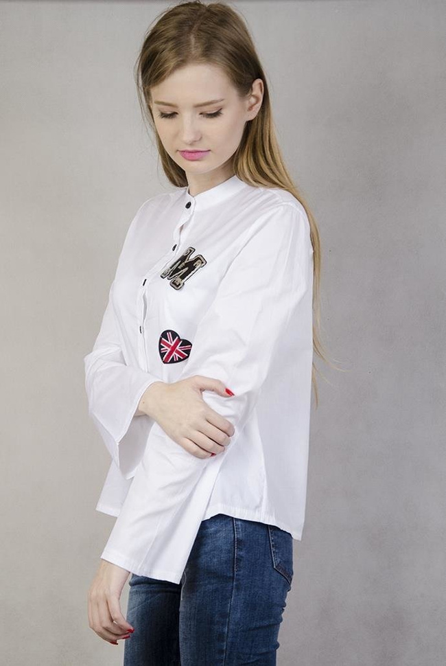 Koszula z naszywkami i rozszerzanym rękawem