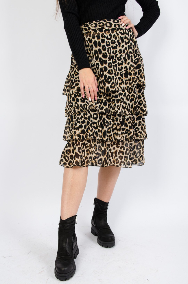 Spódnica midi w panterkę 