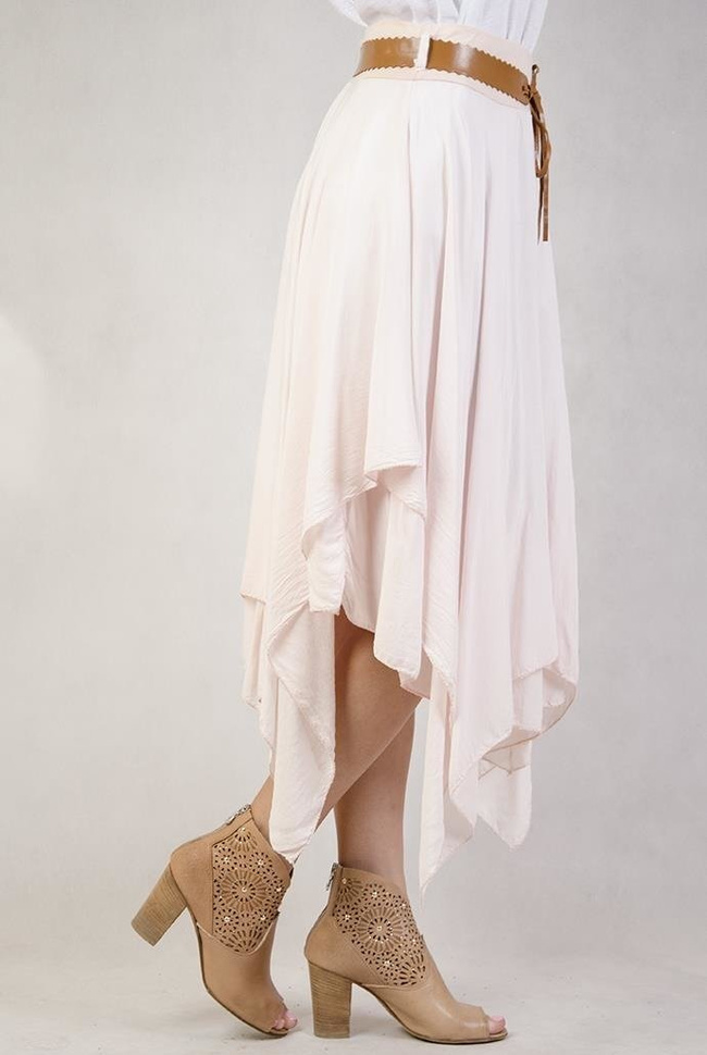 Asymetryczna spódnica z paskiem różowa