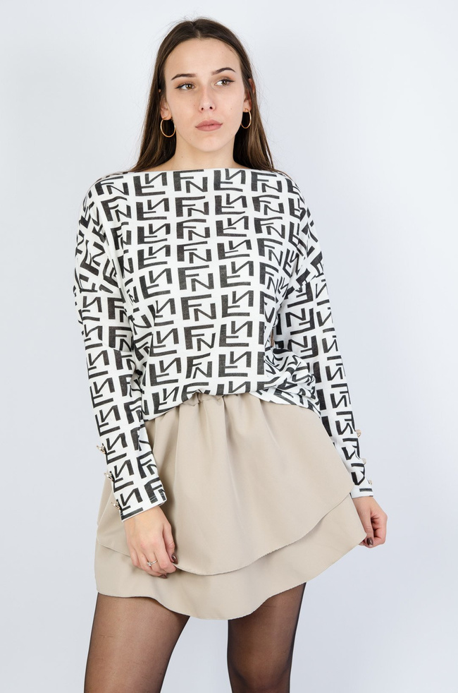 BIAŁA WZORZYSTA BLUZKA W ŁÓDKĘ