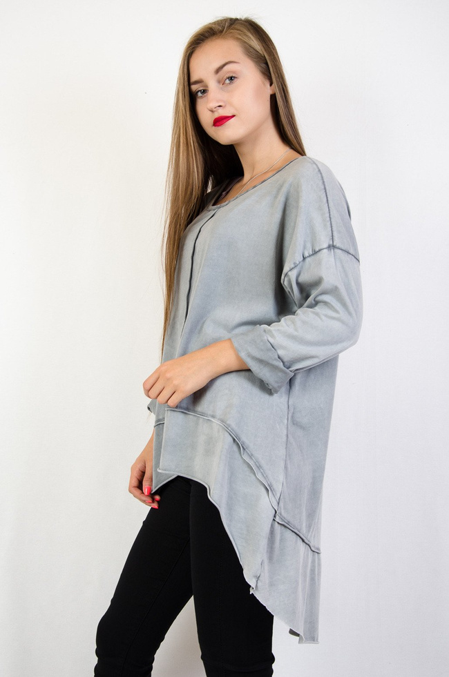 Szara tunika z przedłużanym tyłem