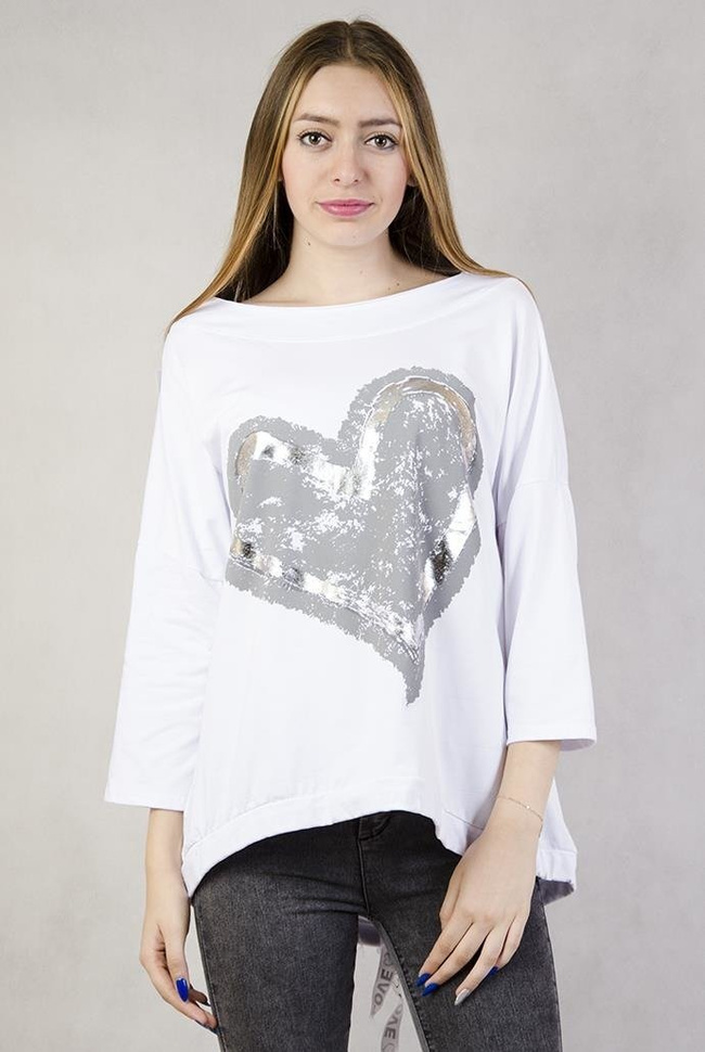 Biała bluzka z sercem, wiązana z tyłu