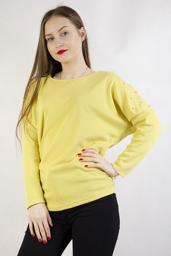 Żółta bluzka z perełkami