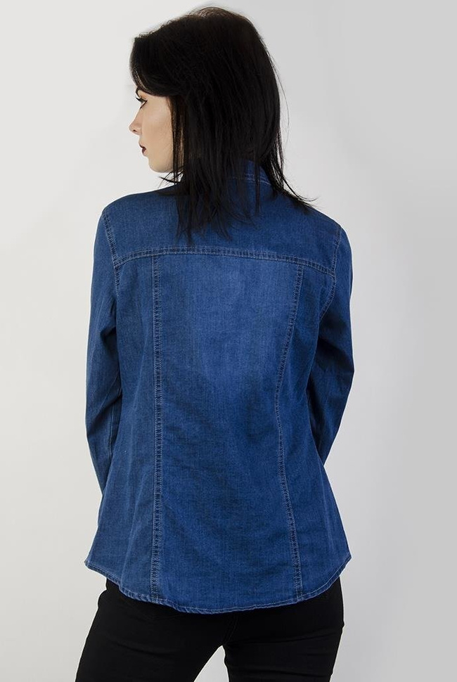 Koszula jeansowa z naszywkami różami