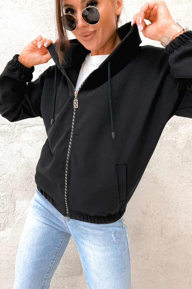 BLUZA BOMBERKA ZE ZŁOTYM ZAMKIEM- CZARNA