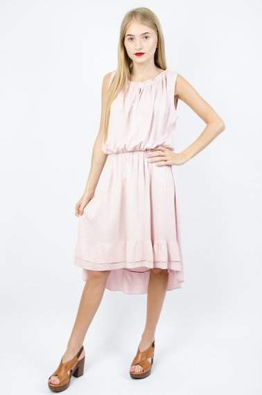 JASNO RÓŻOWA ASYMETRYCZNA SUKIENKA