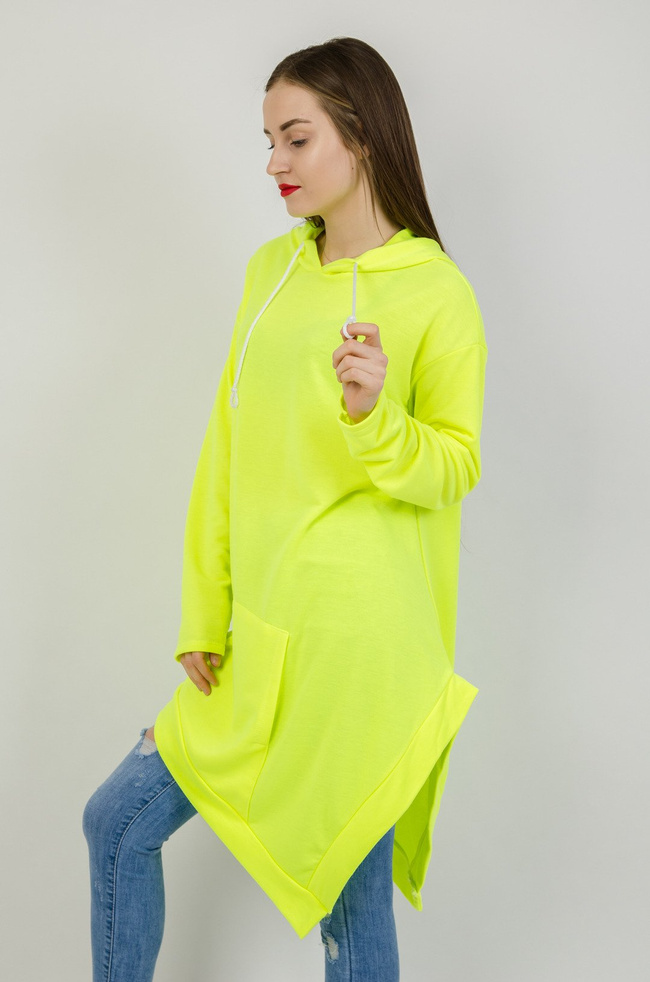 Neonowa asymetryczna bluza z kapturem
