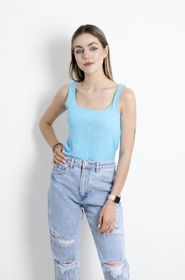 BODY PRĄŻKOWANE Z APLIKACJĄ- NIEBIESKIE