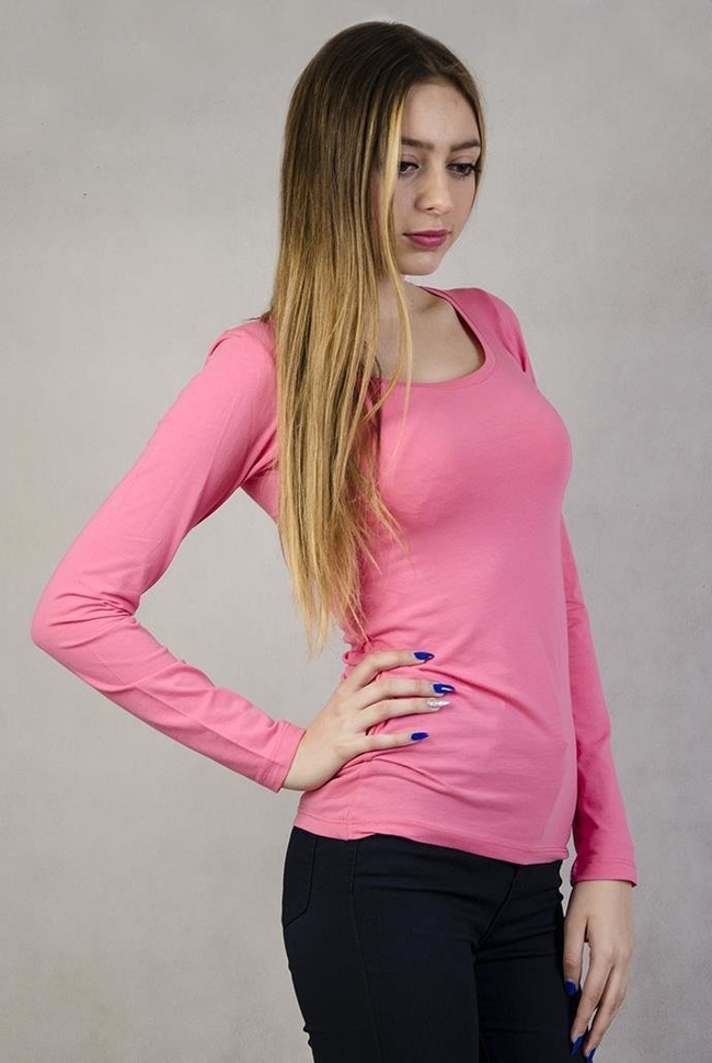 Bluzka różowa z długim rękawem