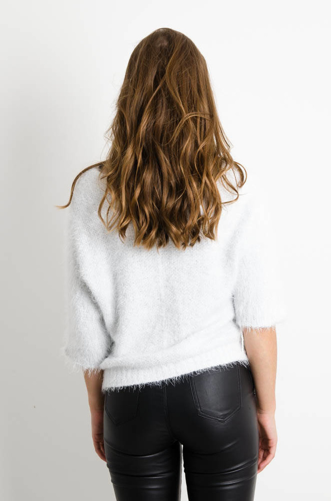 SZARY WŁOCHATY SWETER OVERSIZE