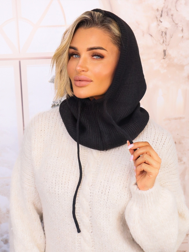 KOMINIARKA DZIANINOWA Z KAPTUREM-CZARNA