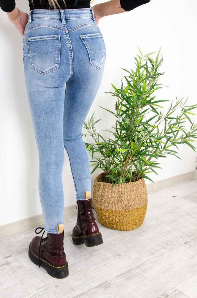 JASNE SPODNIE JEANSOWE TYPU PUSH UP XXS-L
