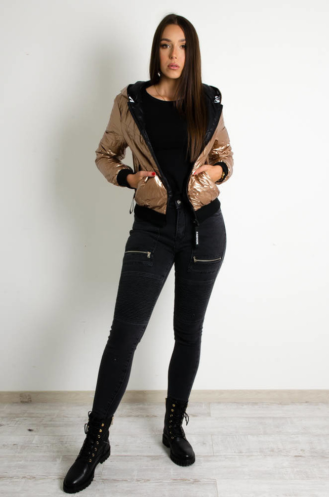 ZŁOTA KURTKA WINYLOWA-DWUSTRONNA 