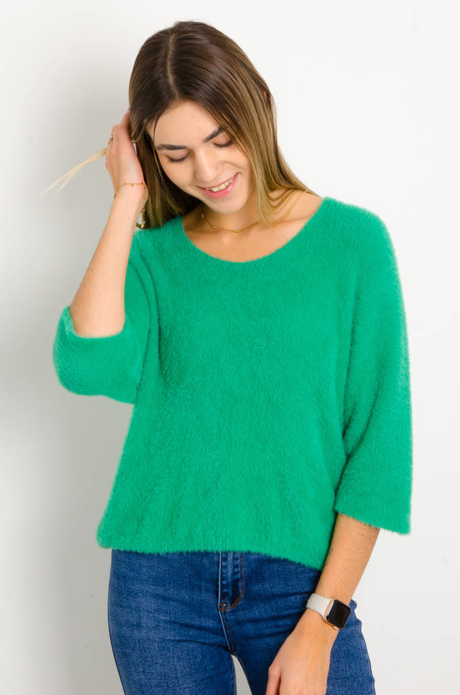 FUTRZANY SWETER NIETOPERZ- ZIELONY