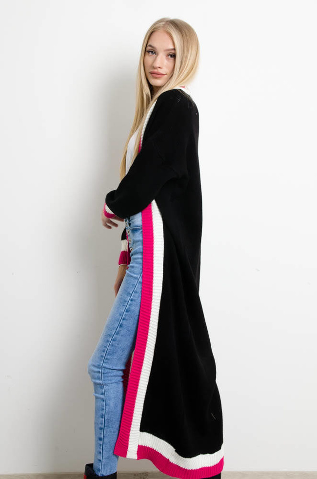 CZARNY DŁUGI KARDIGAN SWETER