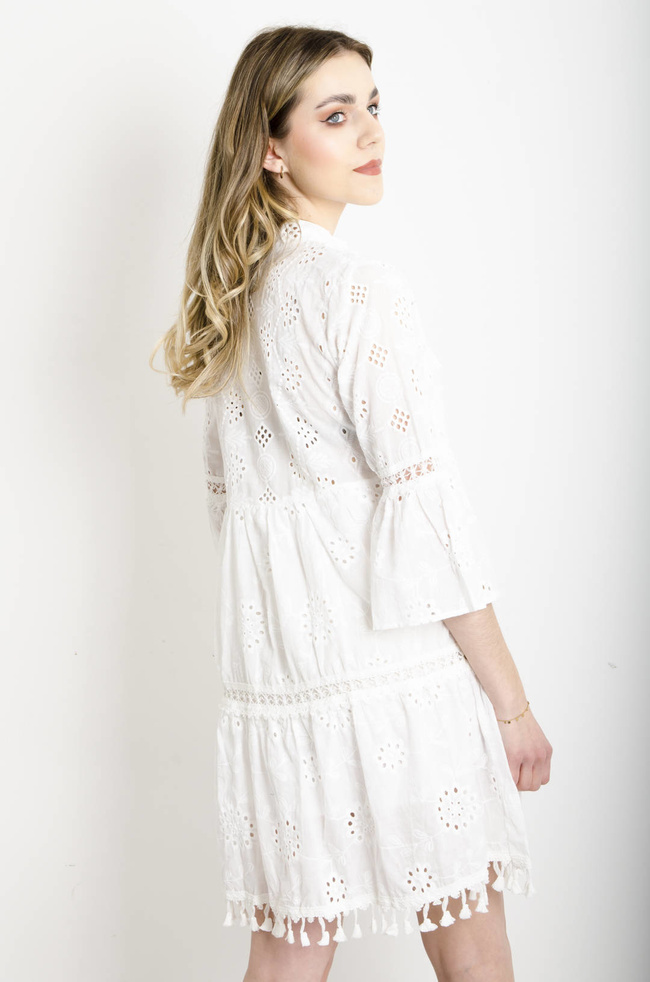 SUKIENKA AŻUROWA BOHO W KOLORZE BIAŁYM
