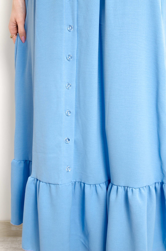 NIEBIESKA MAXI SPÓDNICA Z FALBANĄ NA DOLE