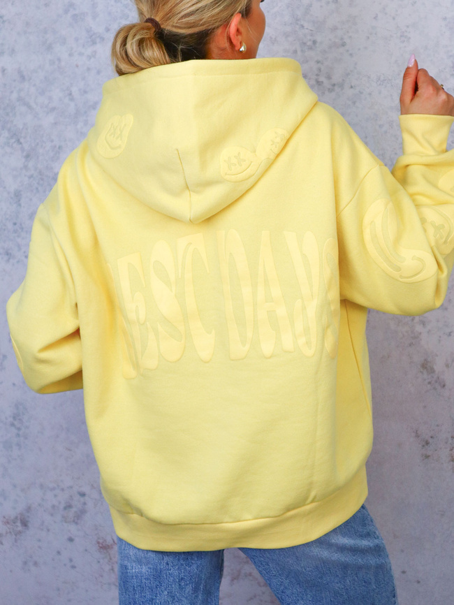 BLUZA OVERSIZE Z EMOTKAMI I NAPISEM- ŻÓŁTA