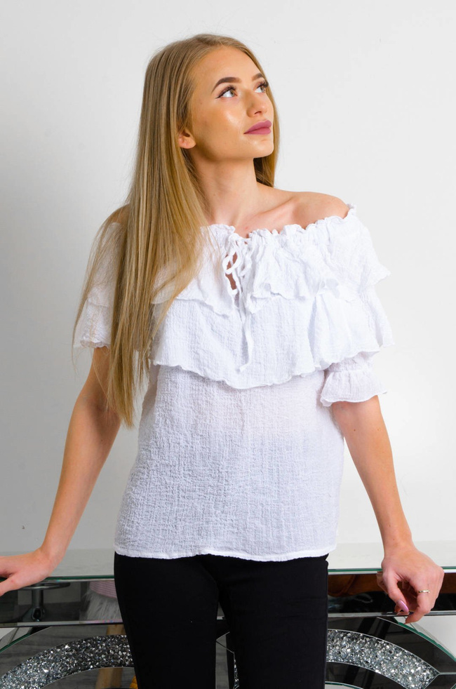 BIAŁA MUŚLINOWA BLUZKA HISZPANKA