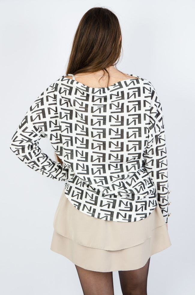 BIAŁA WZORZYSTA BLUZKA W ŁÓDKĘ