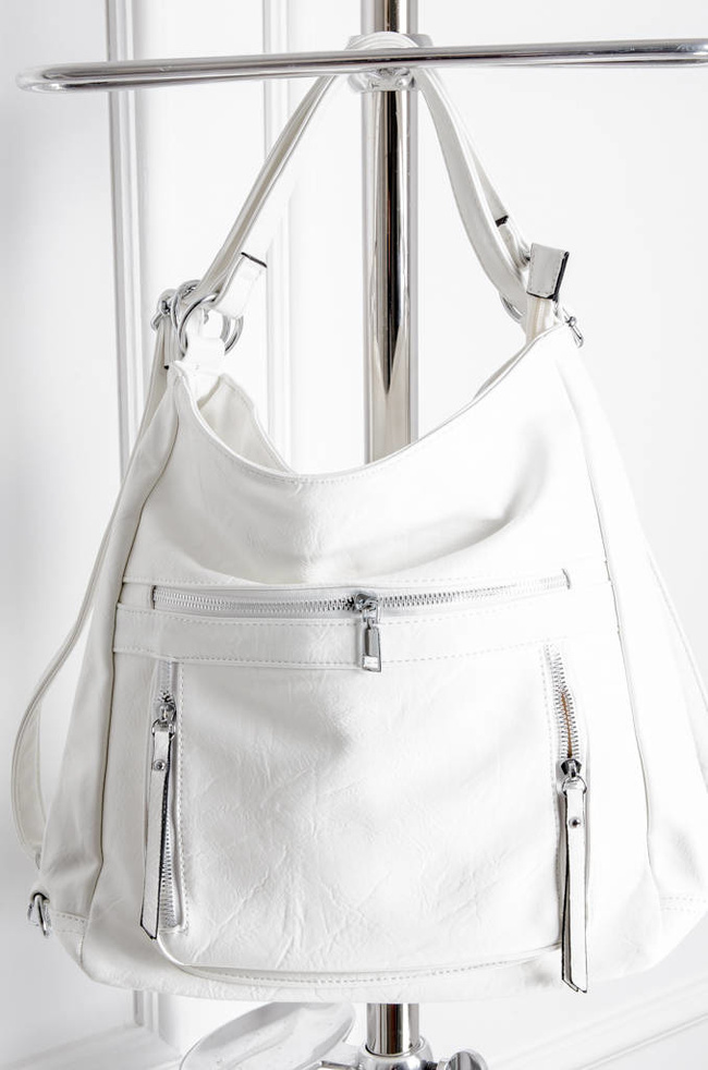 TORBA TYPU SHOPPER Z ZAMKAMI- BIAŁA