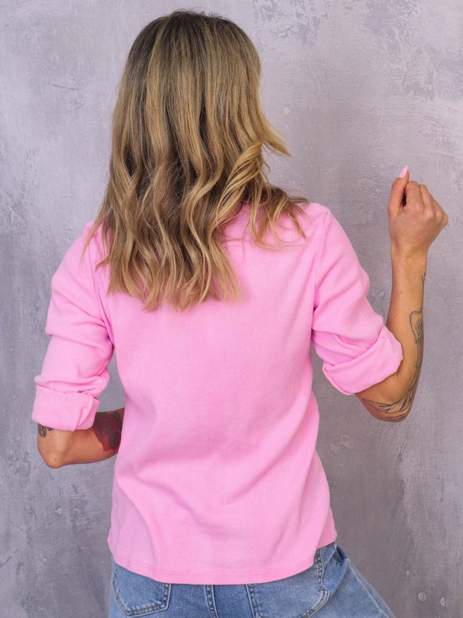 BLUZKA ZAPINANA NA GUZIKI Z PODWIJANYMI RĘKAWAMI- RÓŻOWA