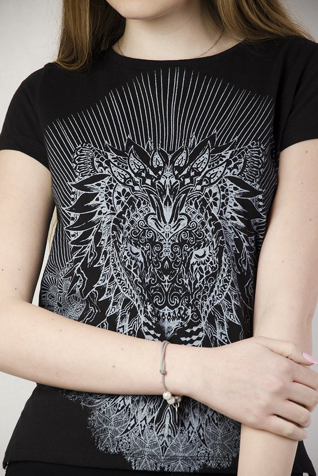 Bluzka z lwem wiązana z tyłu czarna