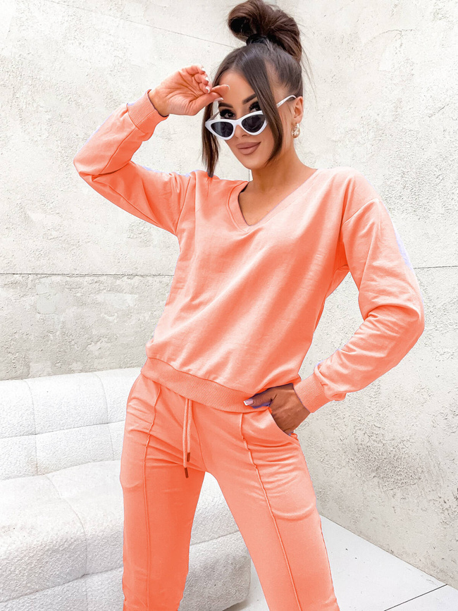 KOMPLET DRESOWY SPODNIE + BLUZA W SZPIC- BRZOSKWINIOWY