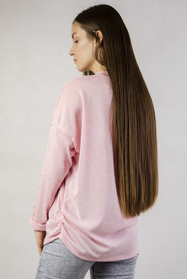 Różowa bluzka z koralikami