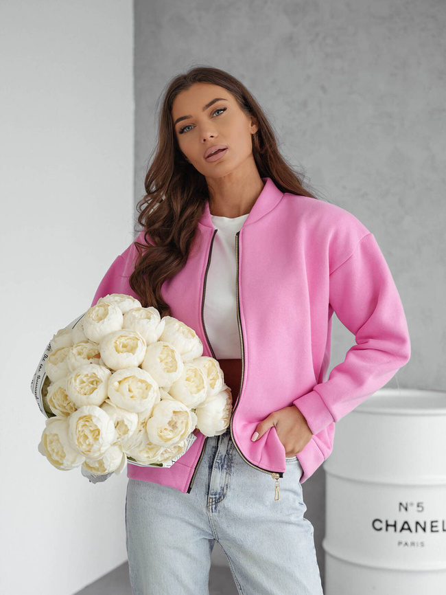 BLUZA BOMBERKA ZAPIANAN NA ZAMEK- RÓŻOWA