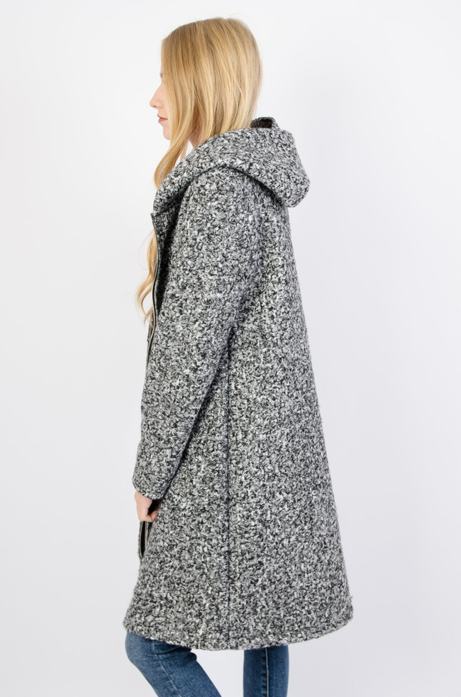 Szary przejściowy płaszcz z kapturem 
