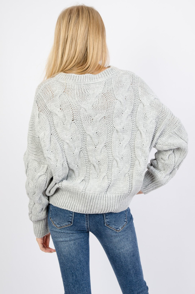 SZARY SWETER W WARKOCZ