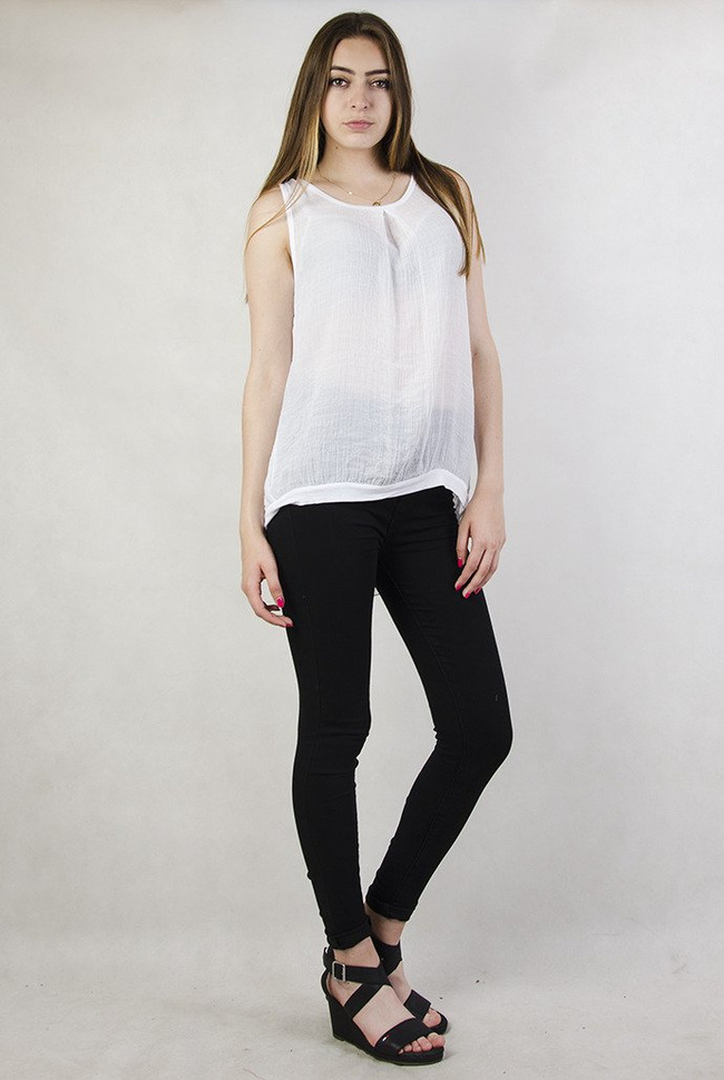 Biała bluzka z przedłużanym tyłem