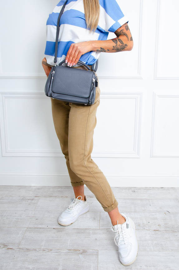 TOREBKA LISTONOSZKA Z OZDOBNYMI ZAMKNAMI- SZARA