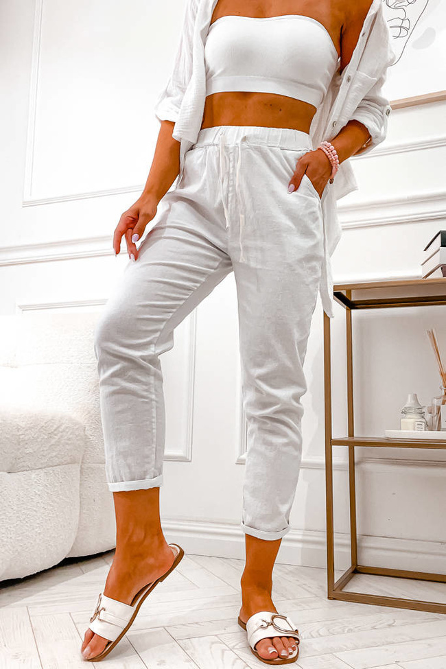 SPODNIE MATERIAŁOWE- BIAŁE